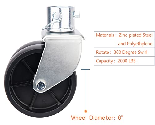 Trailer Jack Wheel, Dual Trailer Swirl Jack Caster Wheel for Trailer, Boat, Hitch Camper, RV, Soft Ground Roll - 2000 Lbs, 6\'\' Caster Trailer Jack Wheel Replacement with Pin, Removable - Thumbnail 2