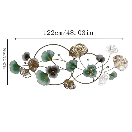 Kileli Home Metal Wall Decor, 48" X 20" 3D Golden Ginkgo Leaf Wall Hanging Decor With Frame, Golden Metal Art Wall Sculpture For Living Room, Office, Study #TOP1