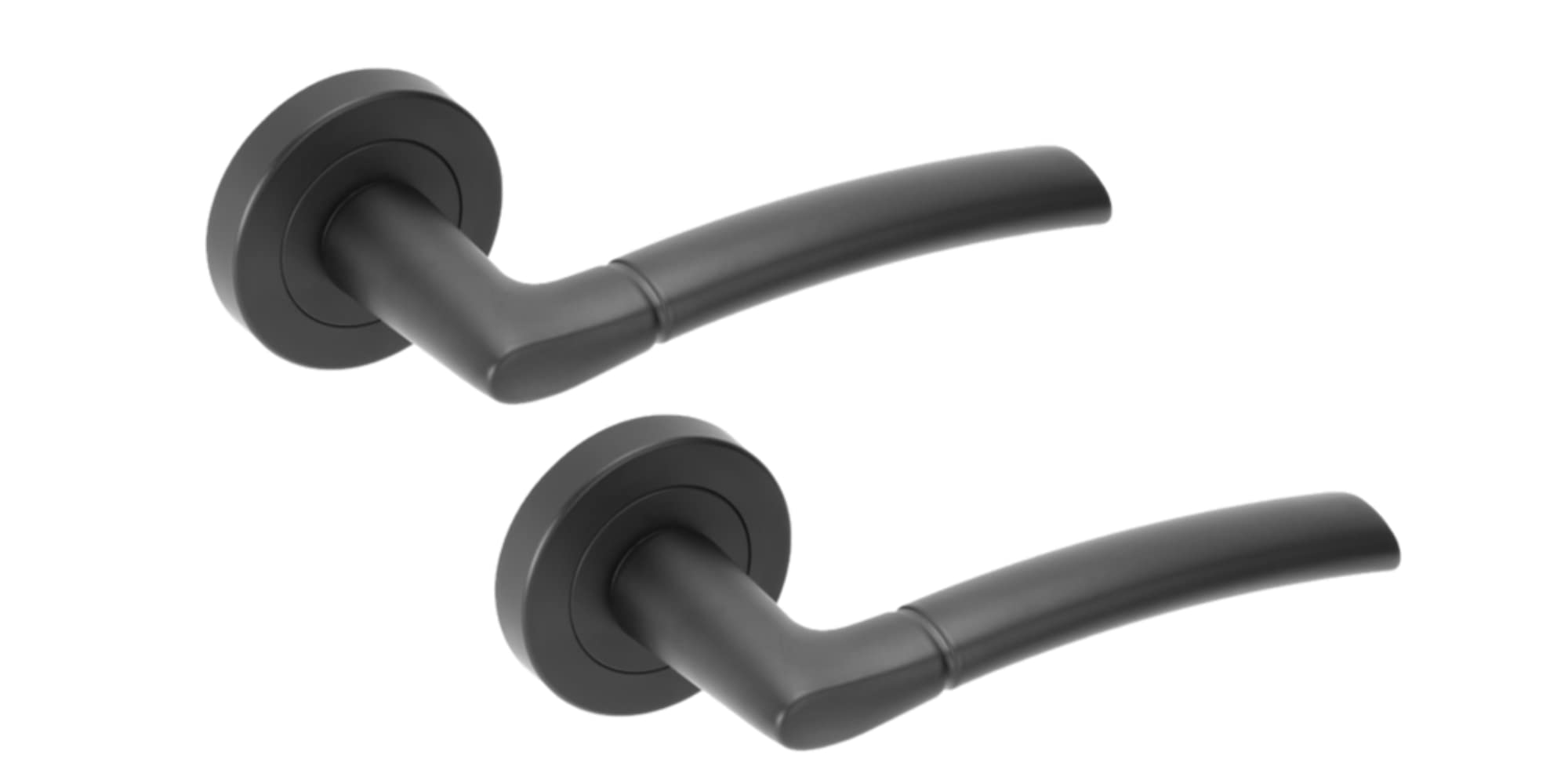 Hunta Black Matt Handlezone® Neemo Lever On Round Rose Door Handles, Internal Passage Latch Handles, 1 Set