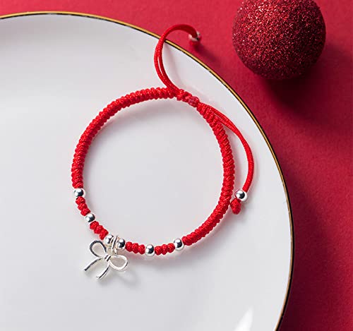 Bracelet tressé corde rouge en argent S925 anti-allergie avec cristal