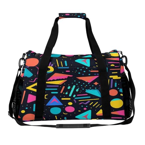 80s 90s Neon Personal Item Bag Travel Duffel Bag Sports Tote Gym Bag Luggage Duffle for Women Men