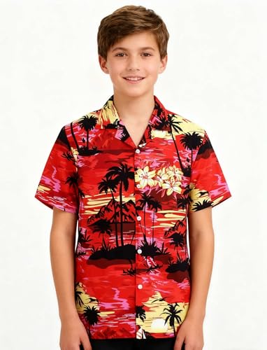 Image of Cromoncent Matching Hawaiian Outfits for Family, Dad and Son Matching Luau Beach Tropical Shirts Mommy Daughter Tropical Sets