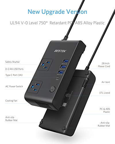 image for BESTEK 200W Power Inverter, DC 12V to AC 110V Car Inverter with Total 