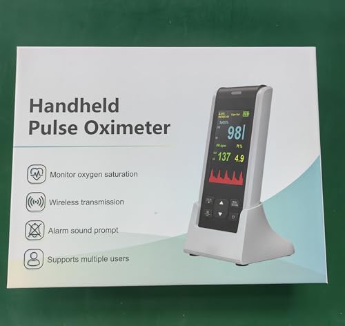 Pulse Oximeter Fingertip Handheld Pulse Oximeter Overnight Blood Oxygen Saturation Monitor for SpO2 and Pulse Rate Continuous Monitoring Monitor & Adult Finger Spot