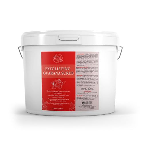 The Midwest Sea Salt Company - Exfoliating Guarana Scrub - 128oz, Unscented (No Essential Oil) - Exfoliating Body Scrub