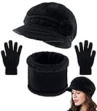 🌸 Gorro Bufanda de punto Guantes Mujer hecho de 70% Angora y 30% Lana. Cómodo y transpirable. Con diseño de forro y borde de punto, evita la sensibilidad de la lana. La mejor opción para pieles sensibles. Hecho de más suave para brindarle comodidad en diferentes condiciones.