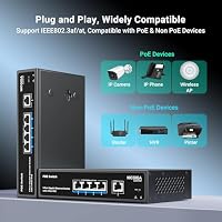 4-Port Gigabit PoE Switch Unmanaged mit 4 Port IEEE802.3af/at PoE @78W, 1 x 1000Mbps Uplink, NICGIGA 5-Port Network Power Over Ethernet Switch, VLAN-Modus, Desktop-/Wandmontage. – Ansicht 5