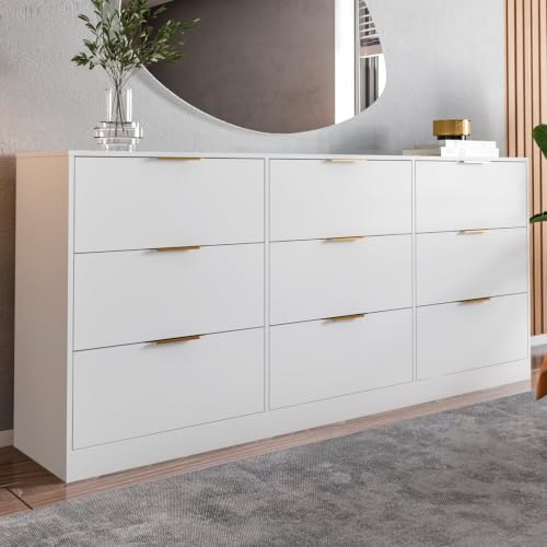 Cômoda para Quarto com 9 Gavetas 200x90cm Sun Yescasa Branco