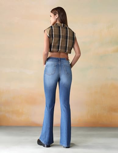 Image of Flying Machine Women's Skinny Bootcut Fit Jeans| Solid | High Rise | Stretchable | Jeans for Woman