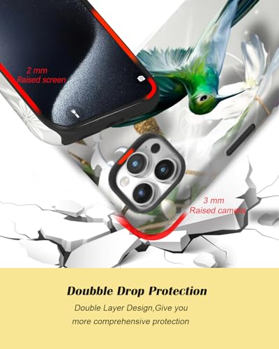 Coque magnétique iPhone 17 Pro Max double couche robuste motif colibri