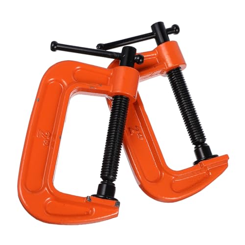 Mikinona 2個 木工用型卓上クランプ 開口 小型軽量 多用途テーブル バルコニー固定対応 耐久性オレンジ鋼製スクリュークランプ