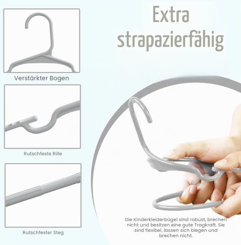 Utopia Home Packung mit 20 Kinderkleiderbügeln - 11,5“ Baby- und Kinderkleiderbügel aus Kunststoff für den Kleiderschrank… – Ansicht 4