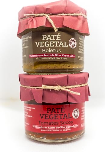 (PACK 2 UNIDADES) Paté Vegetal de Boletus y Paté Vegetal de Tomates Secos - Elaborado con Aceite de Oliva Virgen Extra - Sin Conservantes ni Colorantes