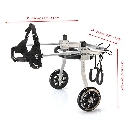 Adjustable Aluminium Dog Wheelchair for Small Pets, Rehabilitation Aid Hind Leg Mobility Cart for Dogs and Cats - Image 3