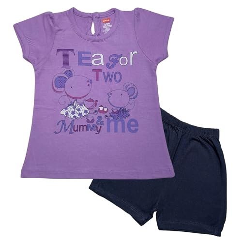 Image of LuvLap Baby Girls Regular Fit 100% Cotton Half Sleeves Girls Top CoSet Pack of 2