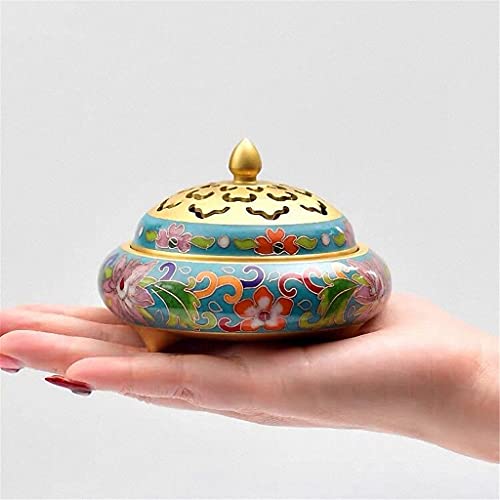Xykd Cloisonne Brass Censer Metal Enamel Coil Incense Burner Room Decoration Sandalwood Incense Base (Color : D, Size : 9.6Cm*7.7Cm*7Cm) #TOP3