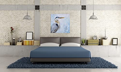 Sygallerier Heron Canvas Wall Art With Textured - Modern Bird Paintings In Teal And Grey Color - Abstract Cormorant Pictures For Living Room Bedroom Bathroom Decor #TOP7