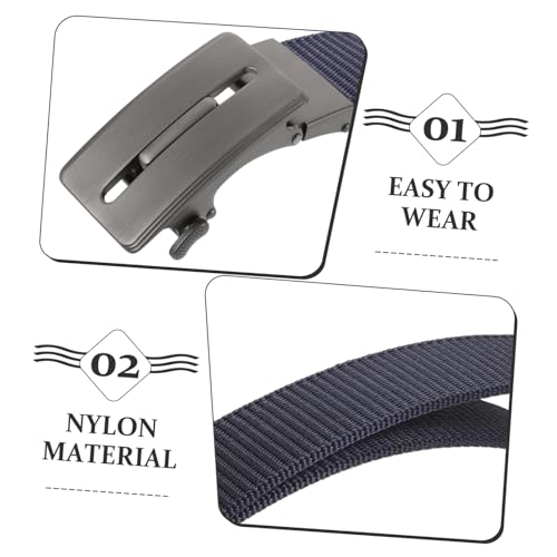 Men's Nylon Ratchet Belt Adjustable Automatic Buckle Casual Belt for Jeans Dark Blue Durable Stylish Versatile Accessory for Any Occasion4