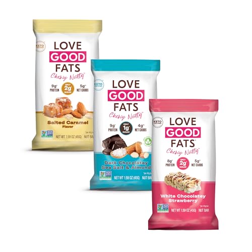 LOVE GOOD FATS Keto Certified, Non-GMO, Gluten Free, No Added Soy, Sustainable Palm Oil, Kosher Variety Pack of 19.08 Ounce Snack Food Bars