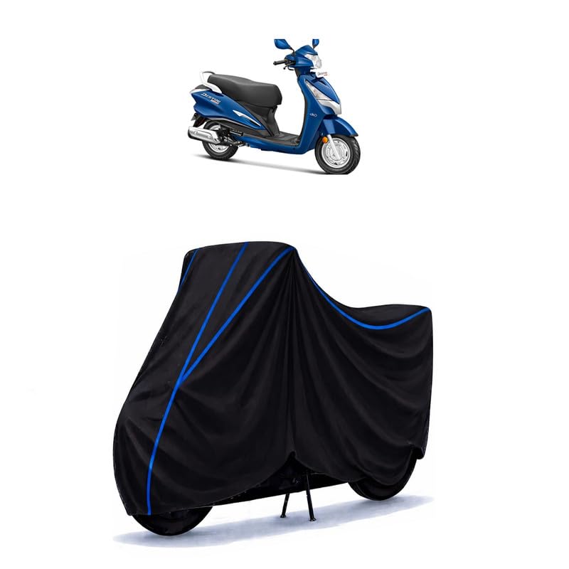 Image of Scooty Cover Water Resistant for Destini Prime Standard | Universal Scooter & Bike Cover | Heavy Duty UV Dust, Rain & Scratch Protection Weather Indoor Outdoor | Black with Blue Piping