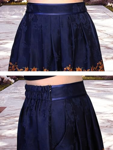 HangErFeng Women Silk Fragrant Cloud Yarn Print Jacquard Skirt 1293