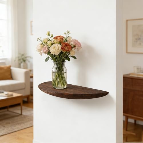 Étagère d'angle flottante en bois massif premium 40 cm finition brute saine