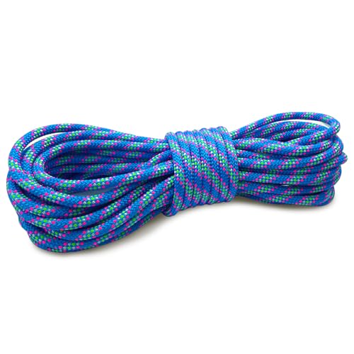 BlazeBeam 8mm Accessory Cord 15M (50ft) UIAA Rock Climbing Rope 14Kn High Tensile Strength Rock Climbing Accessories Cord Double Braid Nylon Cord for Mountain Tree Climbing, Canyoneering,Fire Rescue