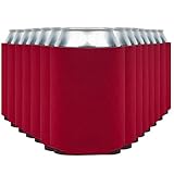 Blank Beer Can Coolers Sleeves (14-Pack) Soft Insulated Beer Can Cooler Sleeves - HTV Friendly Plain Can Sleeves for Soda, Beer Cans & Bottles - Blanks for Vinyl Projects & Wedding Favors (Red)