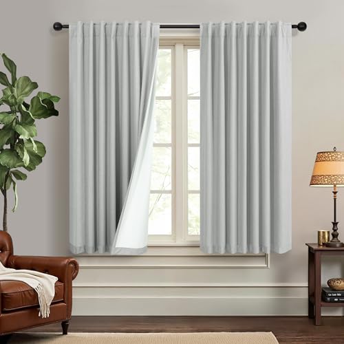 Grey Short Small Window Room Darkening Curtains 54 Inches Long