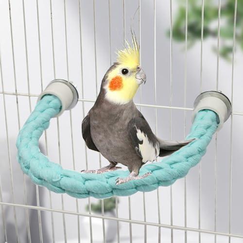U Shape Bird Parrot Perch Stand Toy, Cotton Bendable Parakeet Standing Climbing Rope Toy, Cage Accessory for Small Birds Parakeet Budgies Cockatiels Lovebirds (15