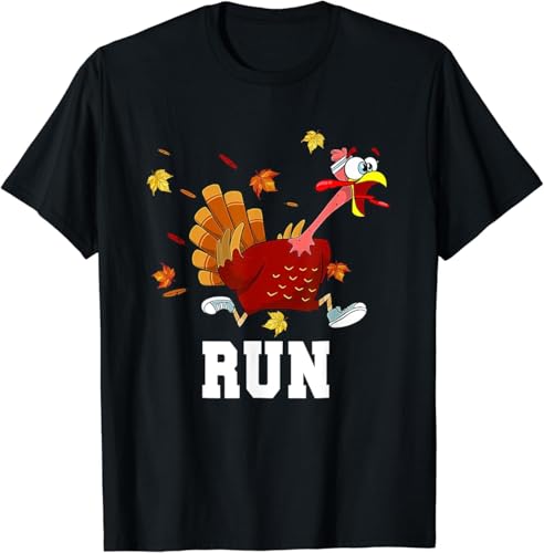 LUGUCHIF Turkey Run Costume Thanksgiving Running Turkey Trot T-Shirt Mens
