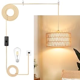 Boho Hanging Lights Rattan...