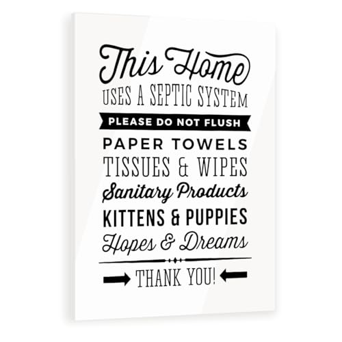Septic System Sign Dont Flush Wipes Clear Acrylic Bathroom Sign