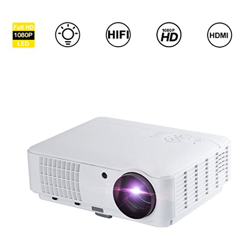 Beamer Home Cinema, ICOCO LESHP HD 1080P Flüssigkristallanzeige, Tragbarer Beamer, Projektor Handy mit Halterung, Doppel HDMI/VGA/AV, PC, HD TV, ideal für Videospiele und Filmabende