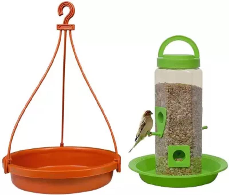 Ekin Bird Feeder Hanging Grill and Water Feeder for Balcony, Outdoor Bird Feeder for Sparrow, Finches, Budgies,Indian Munias Parrot Pack of 2 (B0C4JG3LTN) Amazon Price History, Amazon Price Tracker