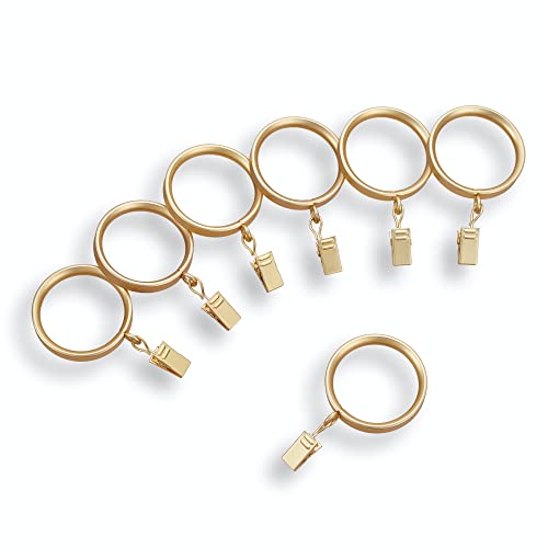 MODE Premium 1-5/8" Brushed Gold Curtain Rings with Clips - 14 Count