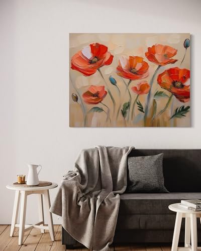Impression sur toile grand format 90x60 cm Fleurs coquelicots tableau moderne - 3