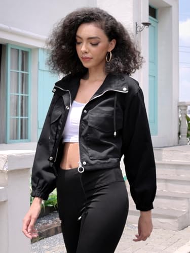 Womens Cropped Bomber Jacket Zip Up Lightweight Utility Anorak Coat with Pockets Women Fall Trendy Jackets2