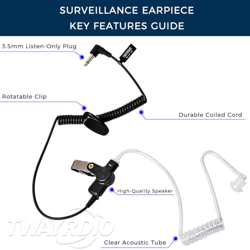 TWAYRDIO 3.5mm Surveillance Radio Earpiece for Motorola, w/Medium Earmolds - Image 2