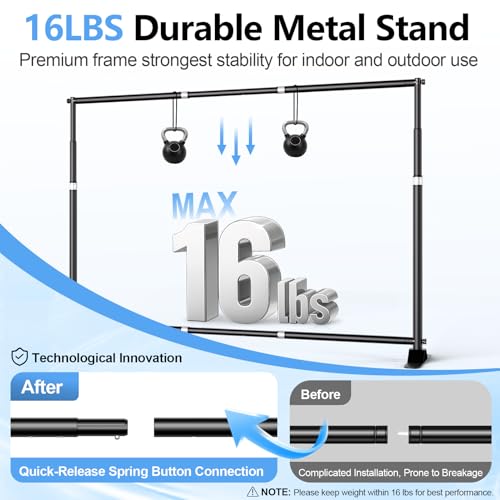 Qoolfoto 10 x 8FT Backdrop Banner Stand, Heavy Duty Adjustable Photo Background Support Frame Kit, Step and Repeat Stand for Photo Booth, Parties, Exhibition, Trade Show, Wedding by Qoolfoto - Image 3
