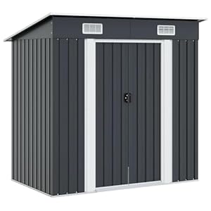 Gartenschuppen Anthrazit Stahl Metallschuppen mit Doppelschiebetüren für Gartenwerkzeuge und Haushaltsgegenstände, verzinkte Stahlkonstruktion, langlebig