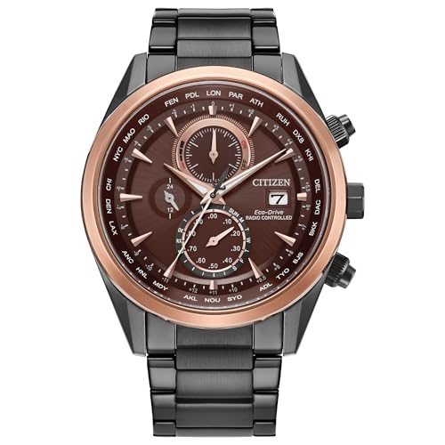Image of CITIZEN Eco-Drive Sprot Luxury Atomic Timekeeping Red Dial Gray Stainless Steel Bracelet Watch 43mm - AT8267-51X