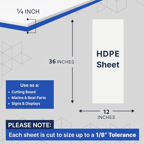 Image of Duco USA-Made HDPE Sheet 1 /4 Inch Thick 12 inch x 36 inch - 4 Pack of White HDPE Plastic Cutting Board Plastic Sheet for Kitchen, Signs, Crafts, Shelf Board, and Dishwasher Friendly