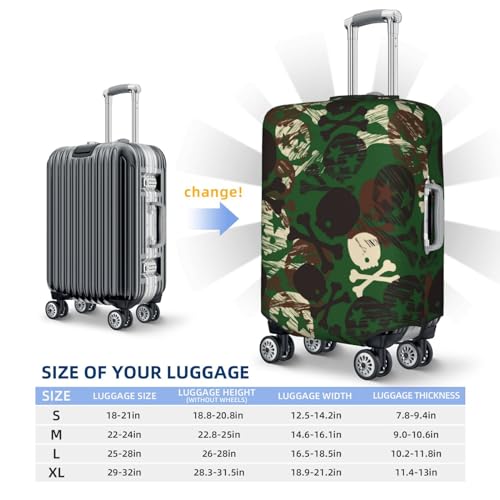 Camouflage Skull For Travel Luggage Cover Suitcase Protector Fits 18-32 Inch Travel Luggage Protector Elastic Luggage Anti-Scratch Suitcase Cover4