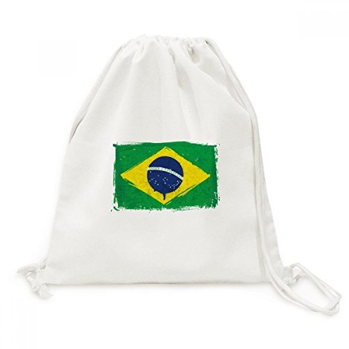 Brésil Toile Drawstring Backpack Sac Pliable Voyage sans Encombrement