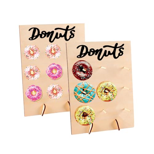 DODXIAOBEUL Donut-Wandständer aus Holz, wiederverwendbar, rustikal, Donut-Brett, Partyzubehör für Hochzeit, Geburtstag, Familienfeier, Festival, Tischdekoration, 2 Stück