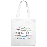 Material:100% Baumwolle Jutebeutel mit Stadtnamen Kaulsdorf - Motiv Positive Eigenschaften - Farbe weiß – Stoffbeutel, Jutesack, Hipster, Beutel