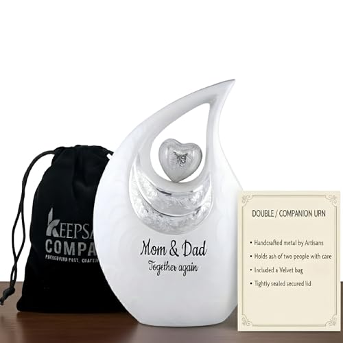 Double Adult Urn - XXL urns for Forever Together Compani urns for 2 Adults - Teardrop Cremation Keepsake for Human Ash of Adult Man and Female - Double Capacity - Includes Velvet Bag, 440 Cu Inch by KEEPSAKE COMPANY - Used condition - US$256.84