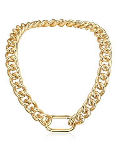 U7 Chunky Choker Halskette Gold Punk Halsketten Cuba Link Dicke Halskette Kette für Frauen Gliederkette Damen 16MM breit Goldkette 50cm