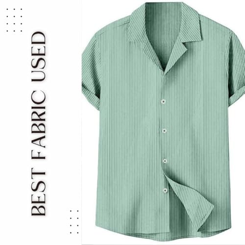 Image of MiraMichi Stylish Men's Regular Fit Half-Sleeve Corduroy Striped Casual Shirt - Perfect